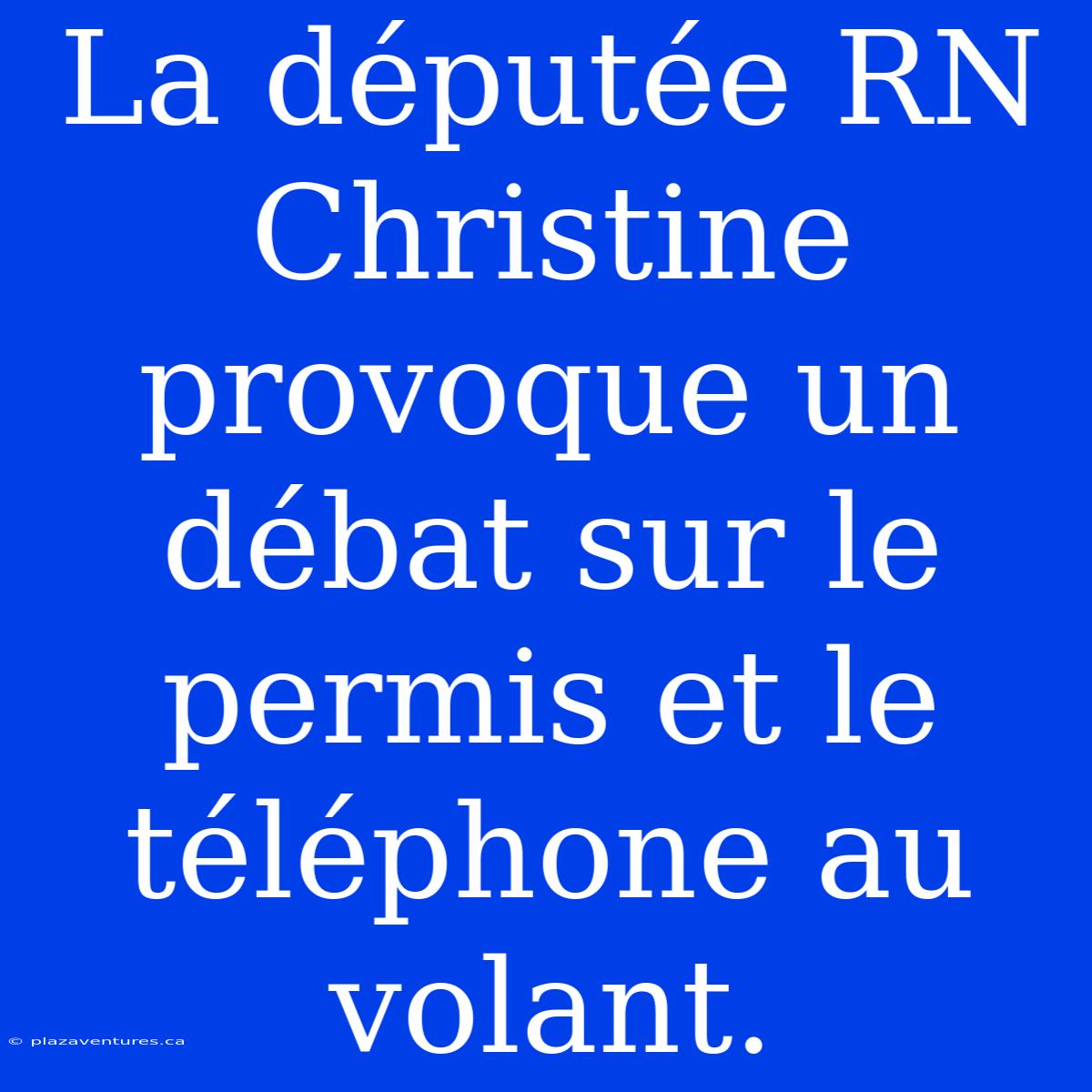 La Députée RN Christine Provoque Un Débat Sur Le Permis Et Le Téléphone Au Volant.