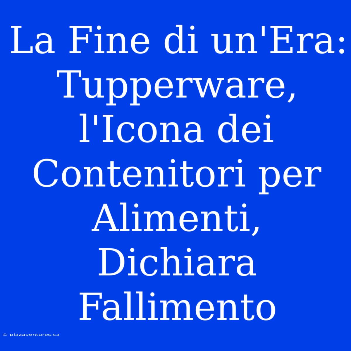 La Fine Di Un'Era: Tupperware, L'Icona Dei Contenitori Per Alimenti, Dichiara Fallimento