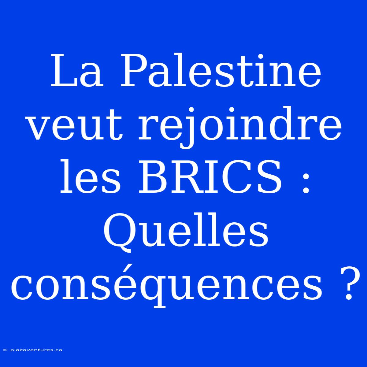 La Palestine Veut Rejoindre Les BRICS : Quelles Conséquences ?