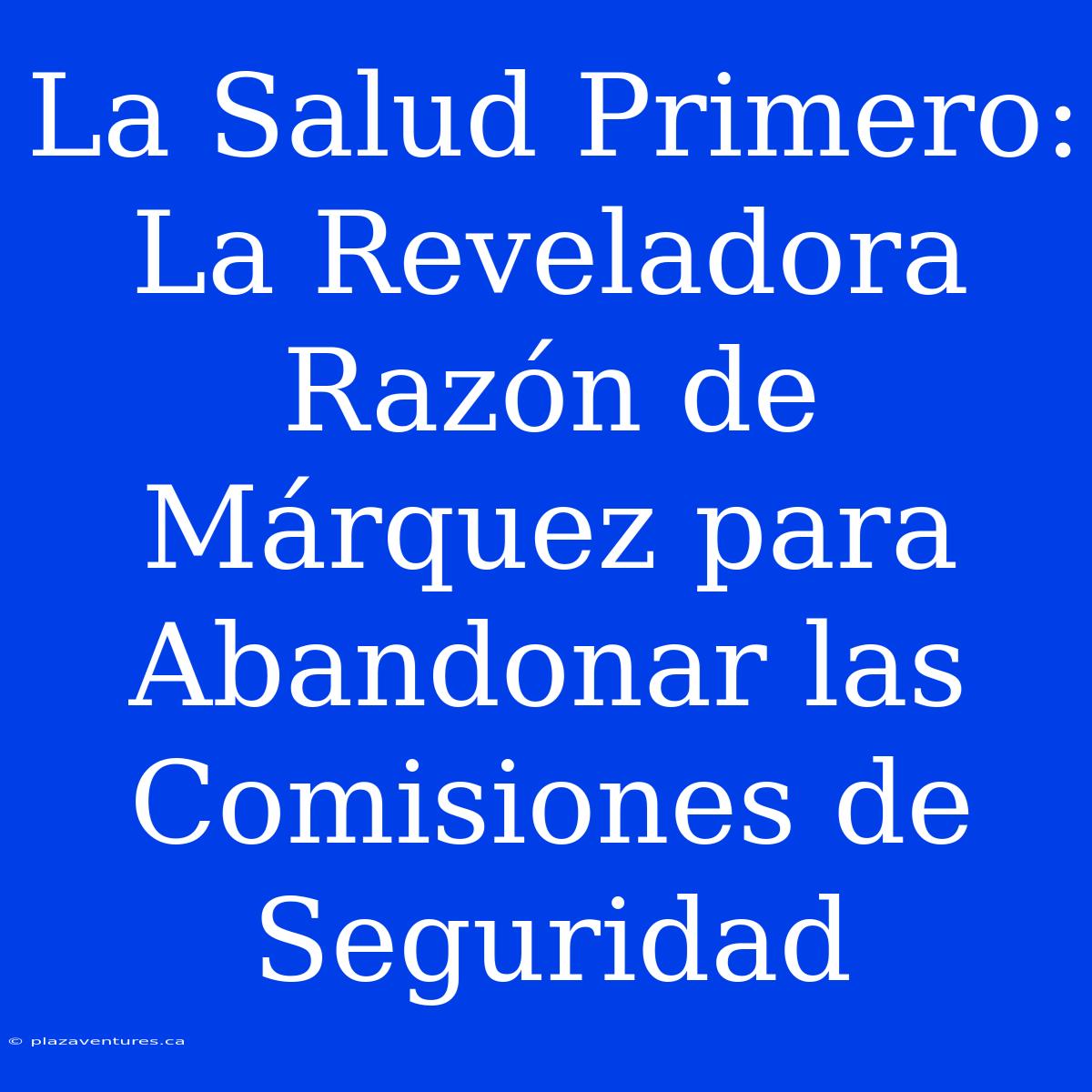 La Salud Primero: La Reveladora Razón De Márquez Para Abandonar Las Comisiones De Seguridad