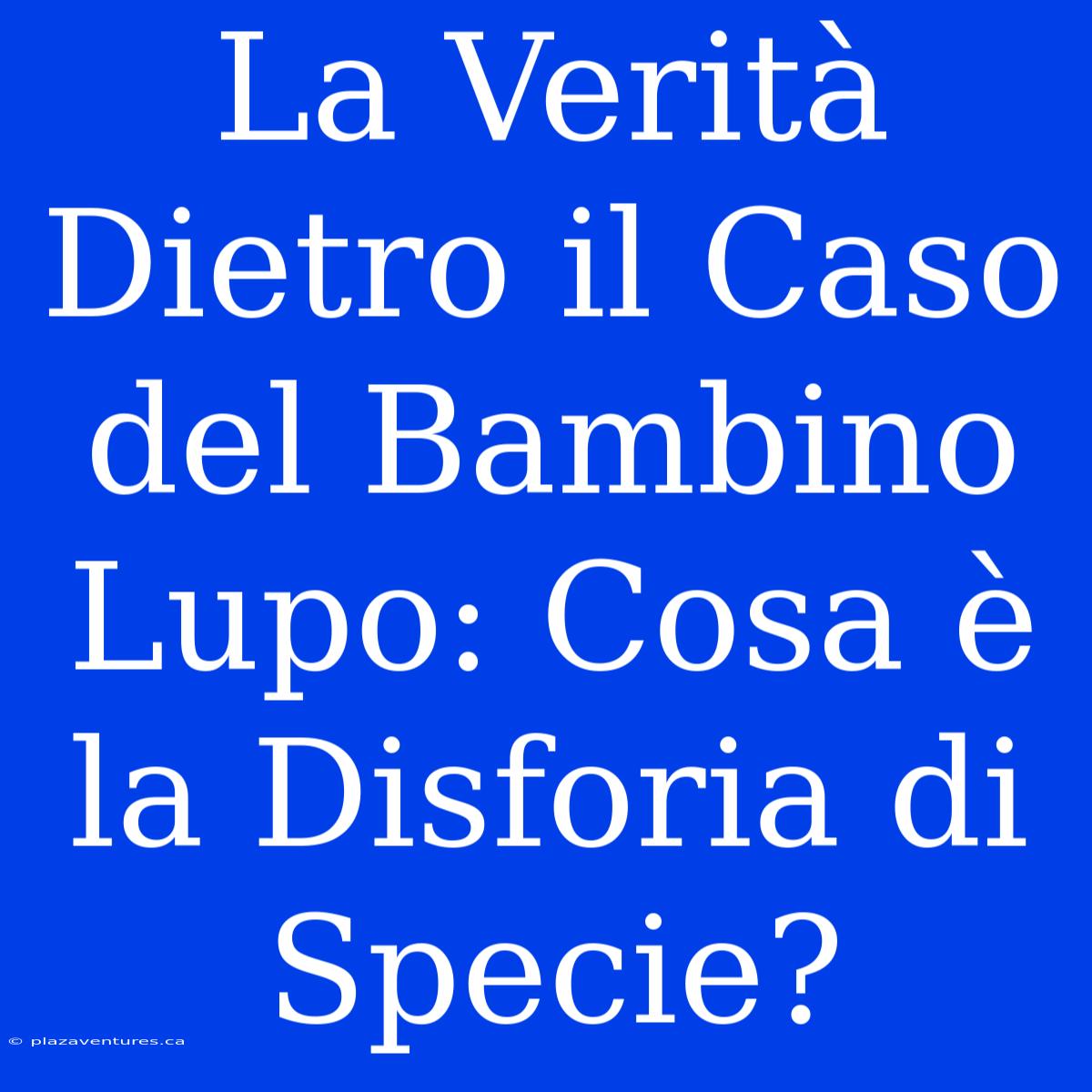 La Verità Dietro Il Caso Del Bambino Lupo: Cosa È La Disforia Di Specie?