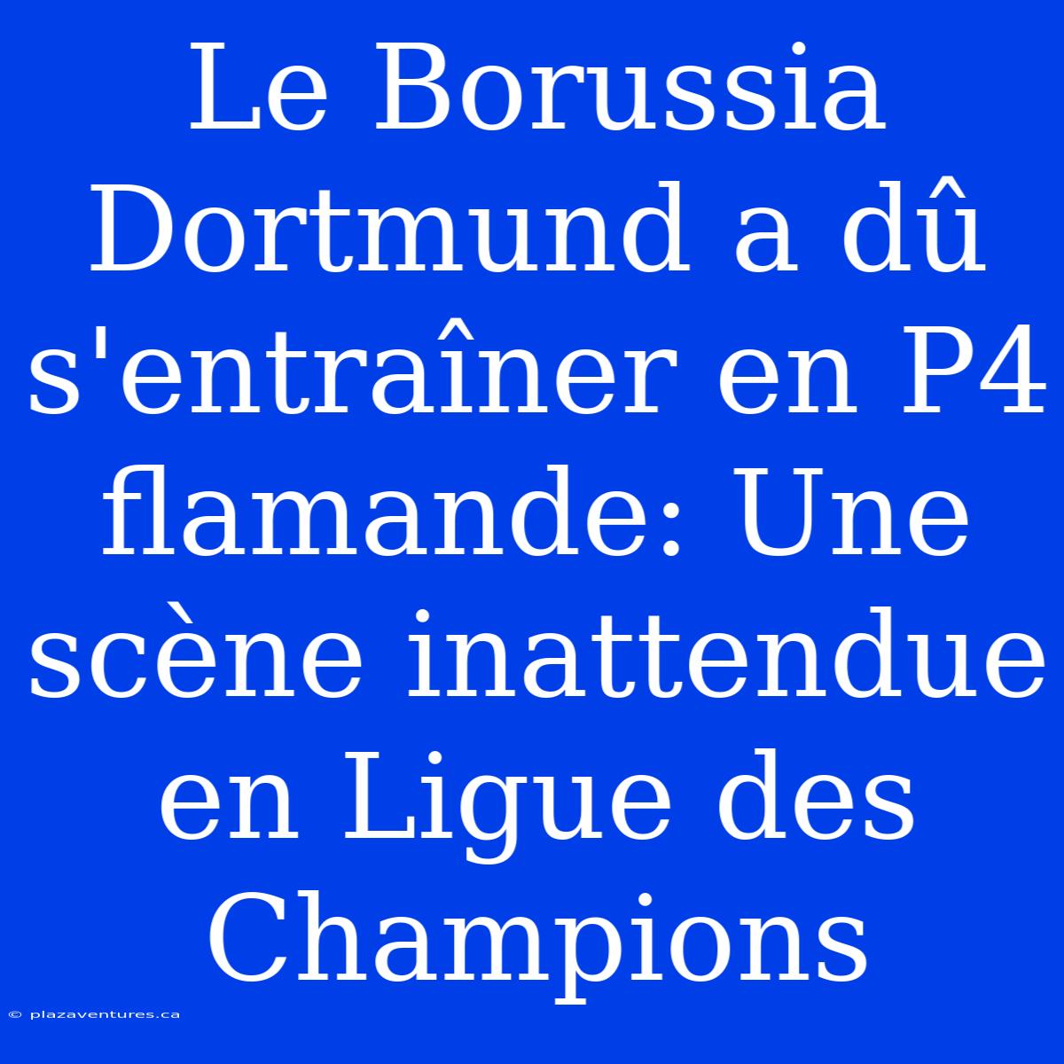 Le Borussia Dortmund A Dû S'entraîner En P4 Flamande: Une Scène Inattendue En Ligue Des Champions