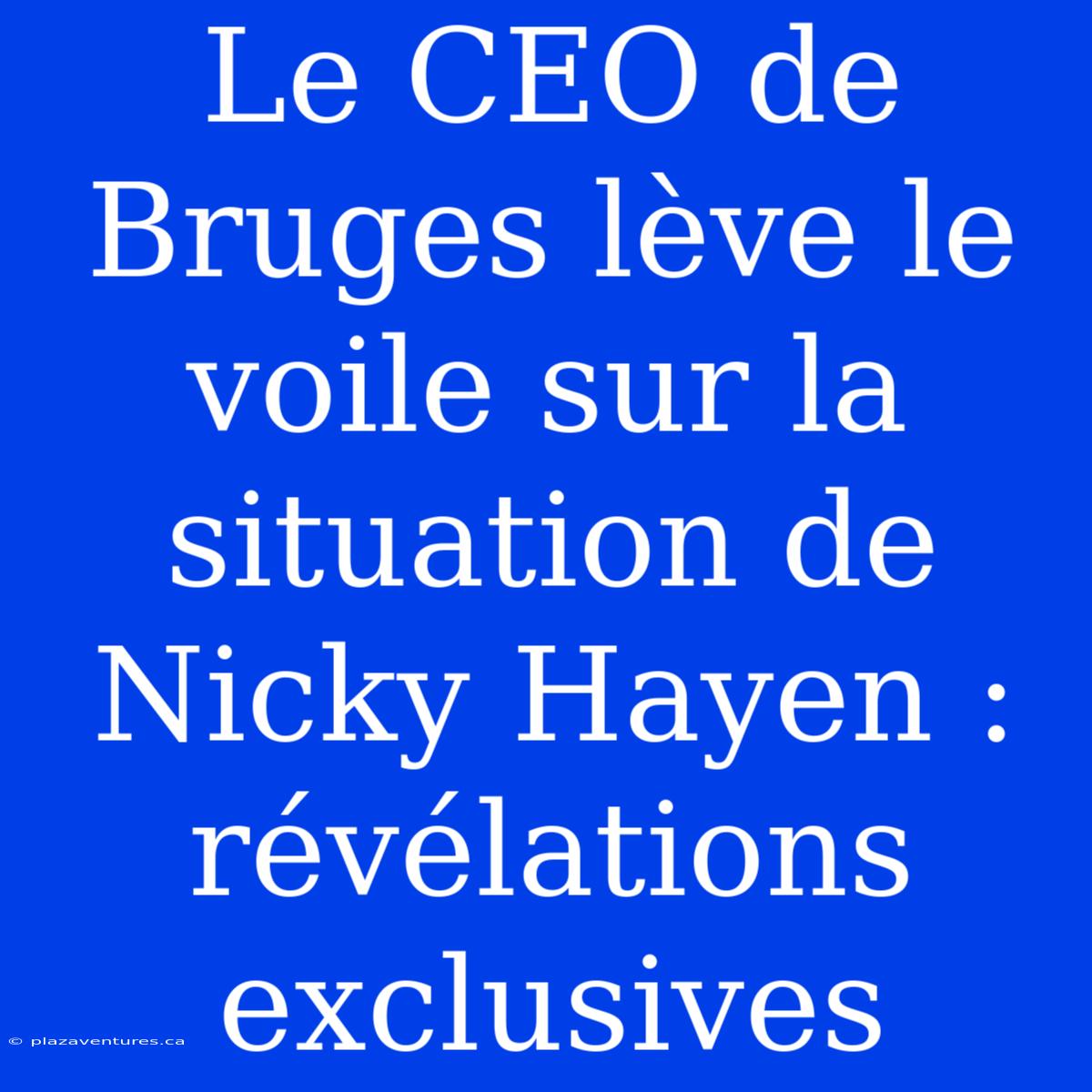 Le CEO De Bruges Lève Le Voile Sur La Situation De Nicky Hayen : Révélations Exclusives