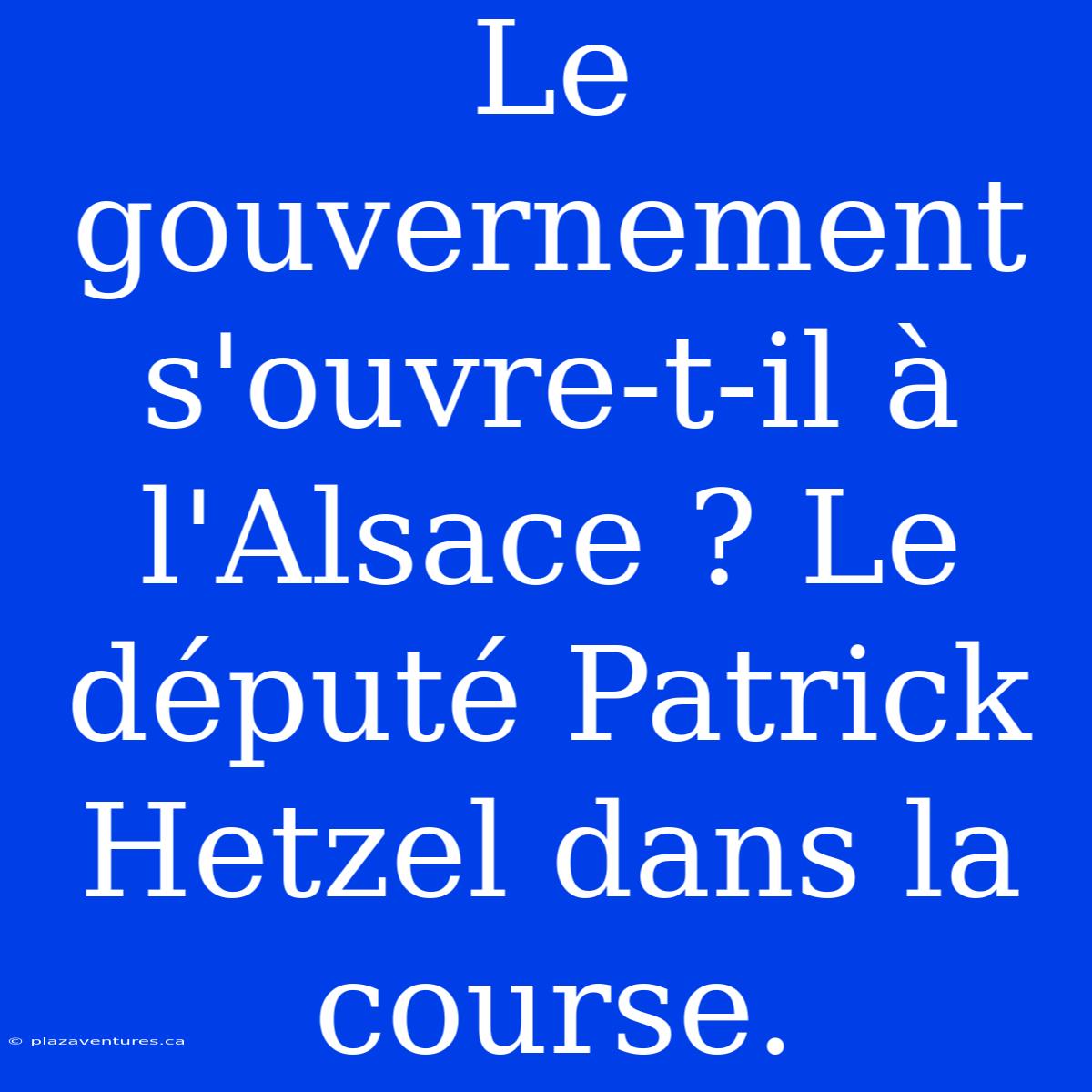 Le Gouvernement S'ouvre-t-il À L'Alsace ? Le Député Patrick Hetzel Dans La Course.