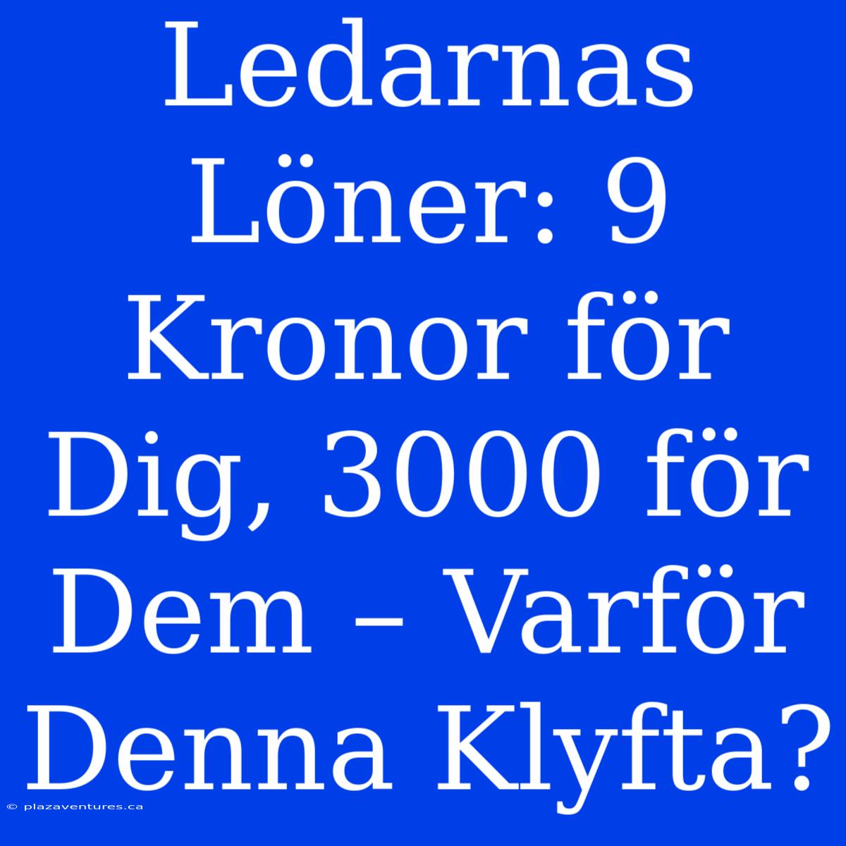 Ledarnas Löner: 9 Kronor För Dig, 3000 För Dem – Varför Denna Klyfta?