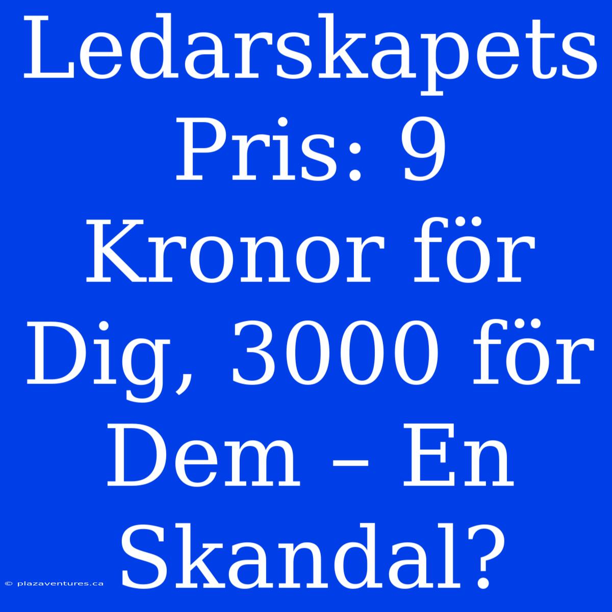 Ledarskapets Pris: 9 Kronor För Dig, 3000 För Dem – En Skandal?