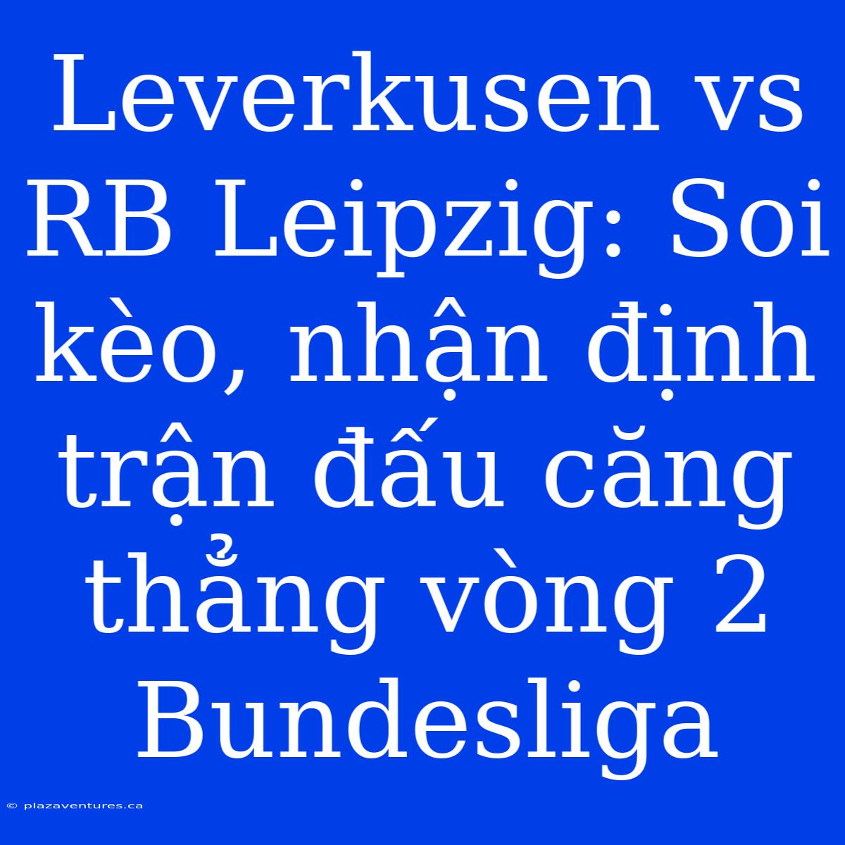 Leverkusen Vs RB Leipzig: Soi Kèo, Nhận Định Trận Đấu Căng Thẳng Vòng 2 Bundesliga