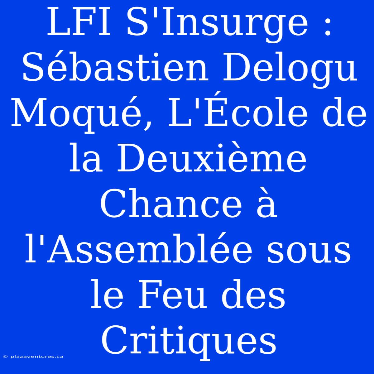 LFI S'Insurge : Sébastien Delogu Moqué, L'École De La Deuxième Chance À L'Assemblée Sous Le Feu Des Critiques