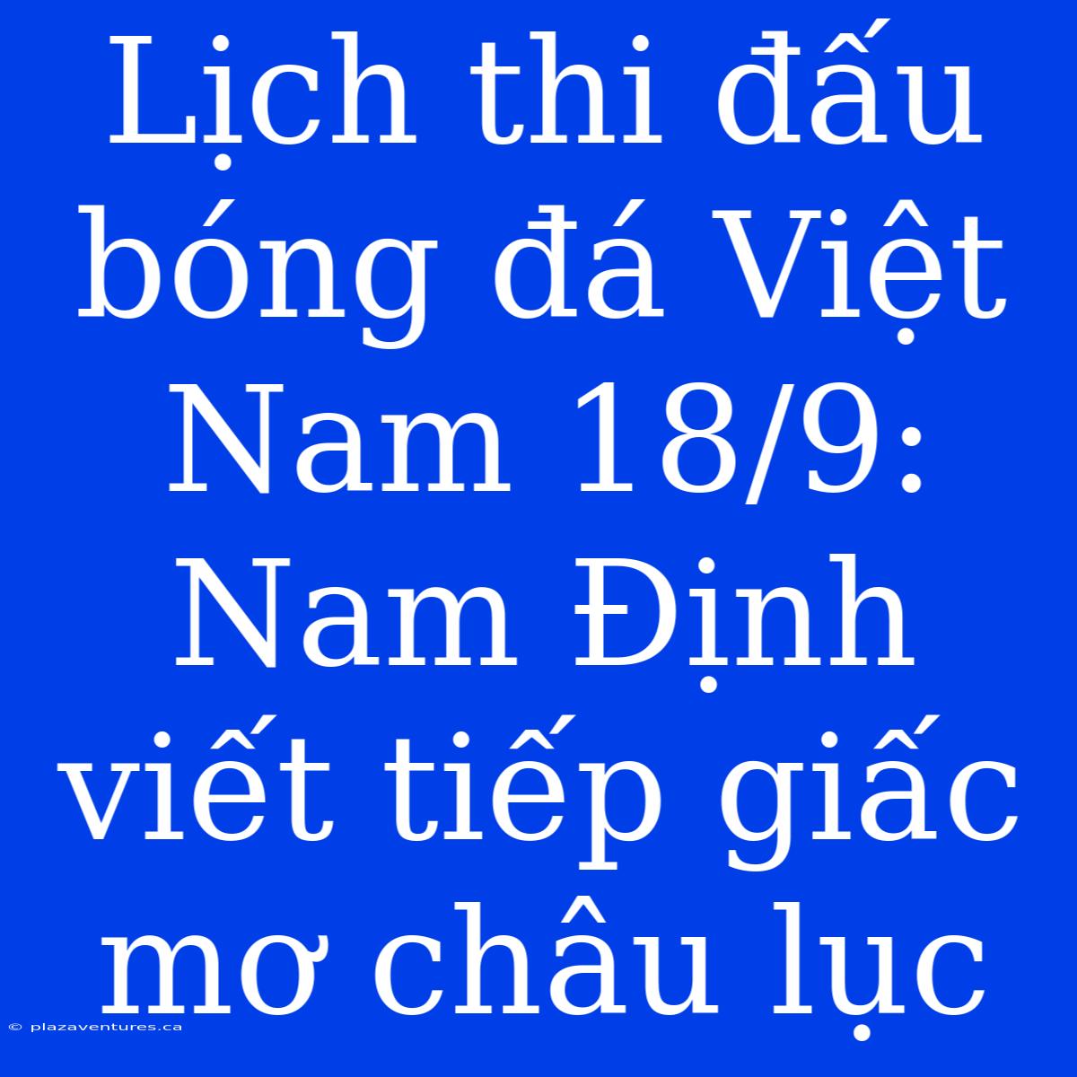 Lịch Thi Đấu Bóng Đá Việt Nam 18/9: Nam Định Viết Tiếp Giấc Mơ Châu Lục