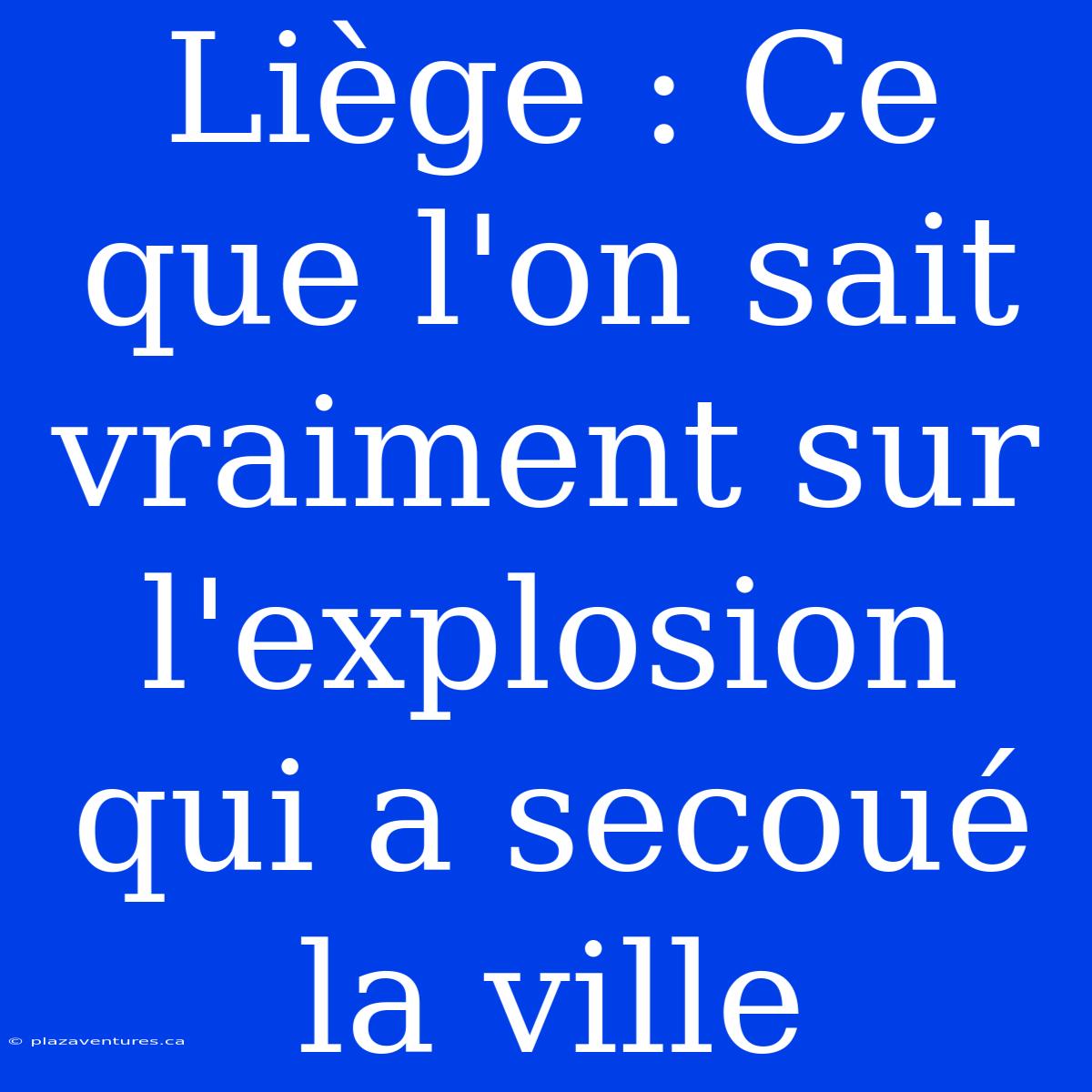 Liège : Ce Que L'on Sait Vraiment Sur L'explosion Qui A Secoué La Ville