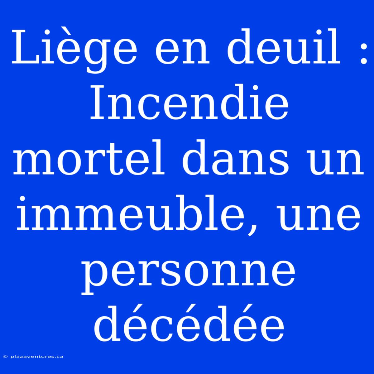 Liège En Deuil : Incendie Mortel Dans Un Immeuble, Une Personne Décédée