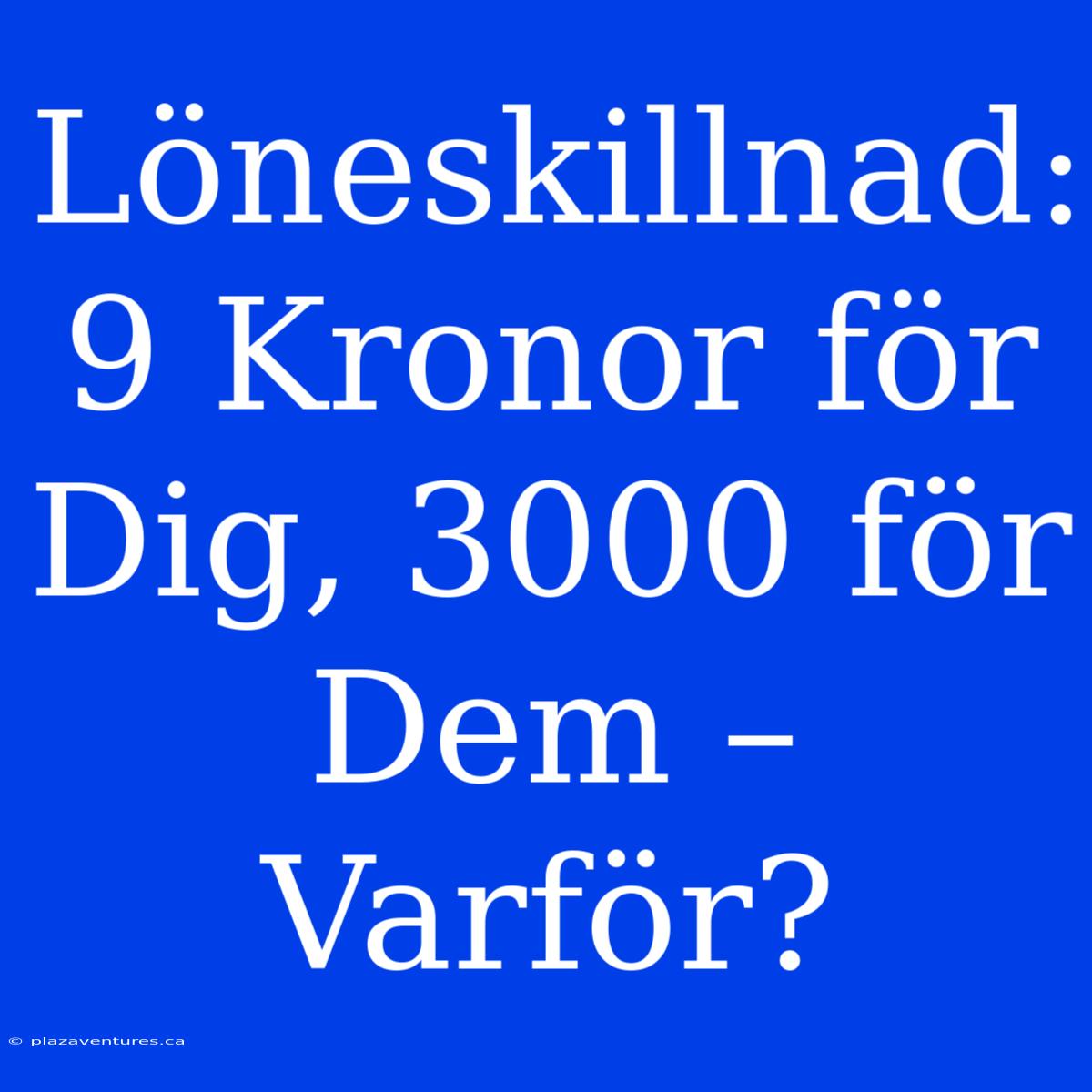 Löneskillnad: 9 Kronor För Dig, 3000 För Dem – Varför?