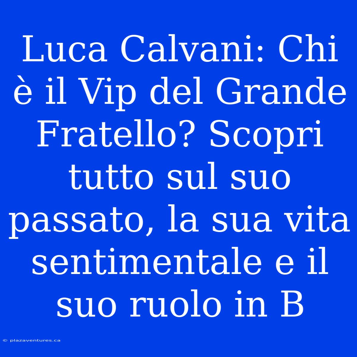 Luca Calvani: Chi È Il Vip Del Grande Fratello? Scopri Tutto Sul Suo Passato, La Sua Vita Sentimentale E Il Suo Ruolo In B