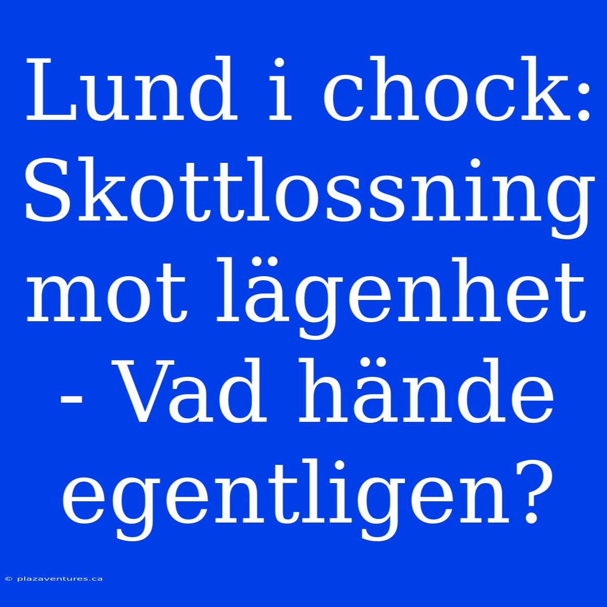 Lund I Chock: Skottlossning Mot Lägenhet - Vad Hände Egentligen?