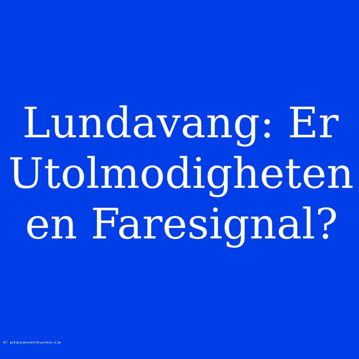 Lundavang: Er Utolmodigheten En Faresignal?