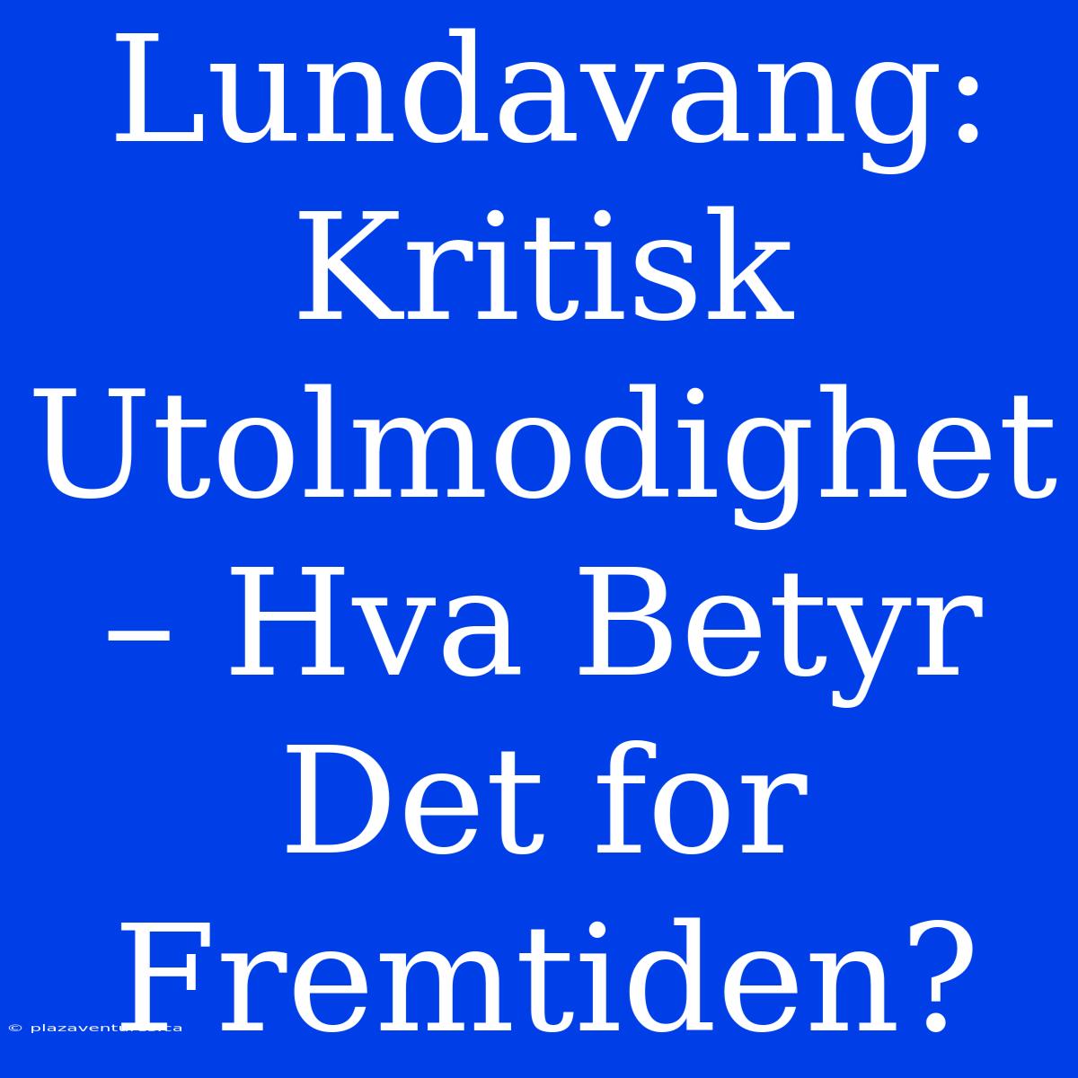 Lundavang: Kritisk Utolmodighet – Hva Betyr Det For Fremtiden?