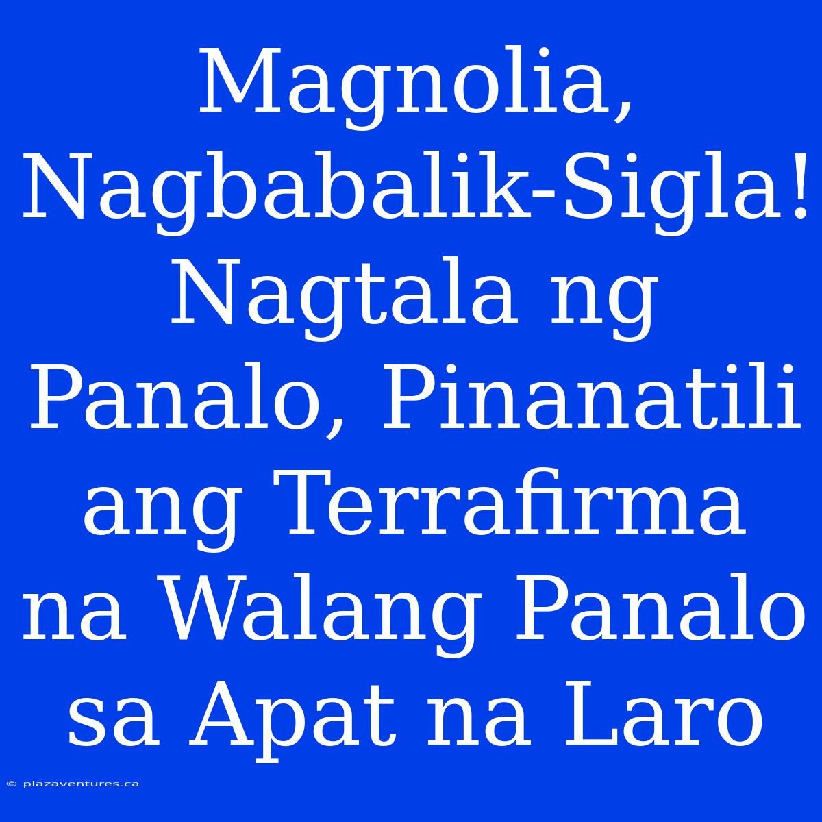 Magnolia, Nagbabalik-Sigla! Nagtala Ng Panalo, Pinanatili Ang Terrafirma Na Walang Panalo Sa Apat Na Laro