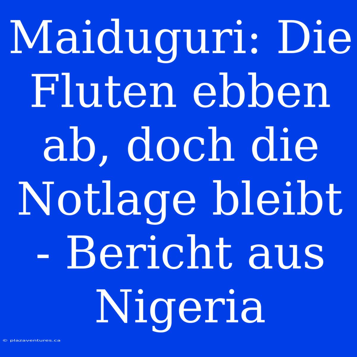 Maiduguri: Die Fluten Ebben Ab, Doch Die Notlage Bleibt - Bericht Aus Nigeria