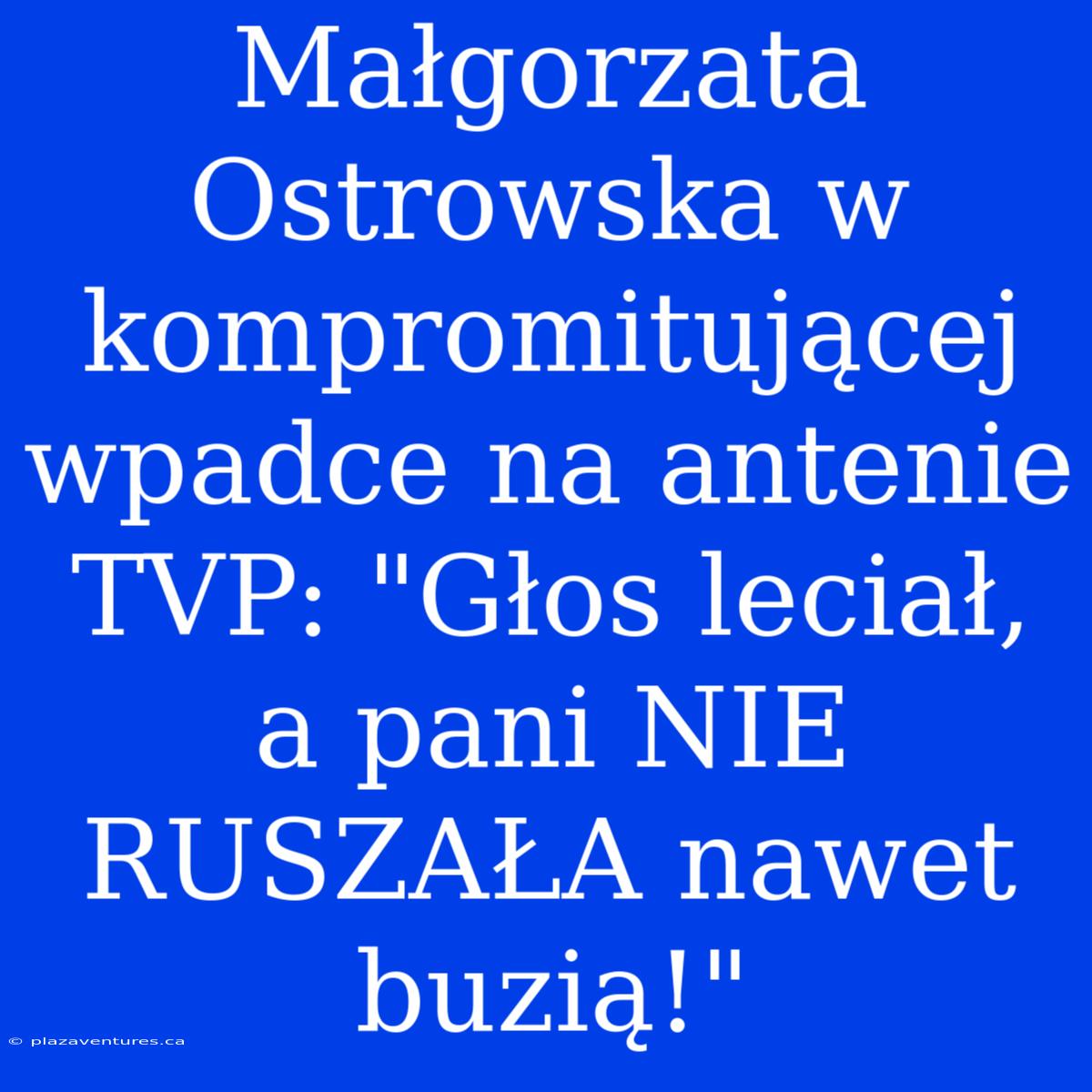 Małgorzata Ostrowska W Kompromitującej Wpadce Na Antenie TVP: 