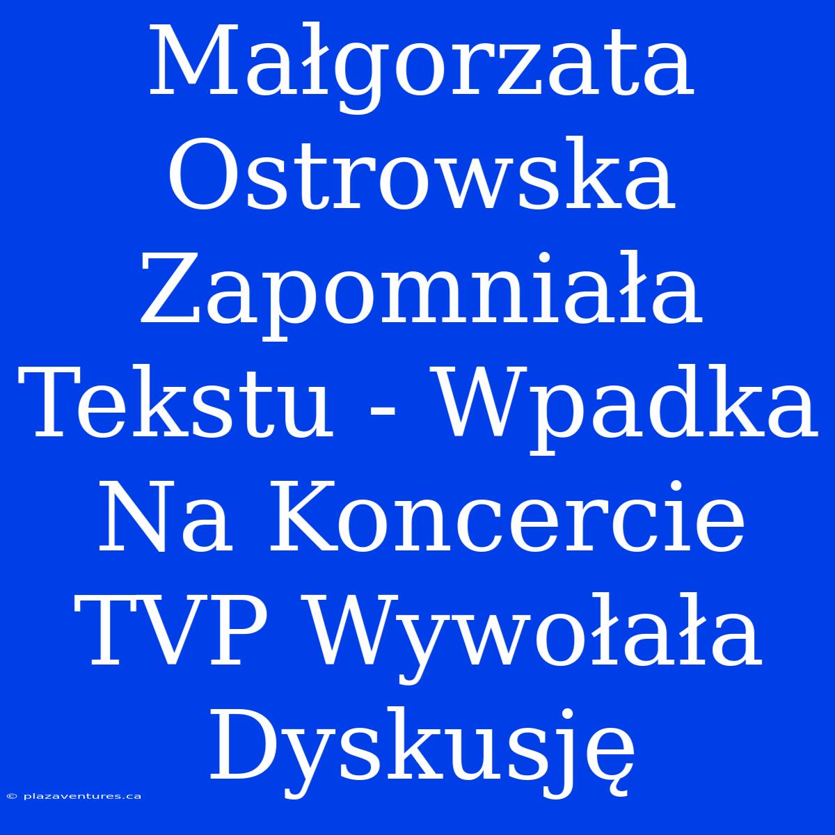 Małgorzata Ostrowska Zapomniała Tekstu - Wpadka Na Koncercie TVP Wywołała Dyskusję