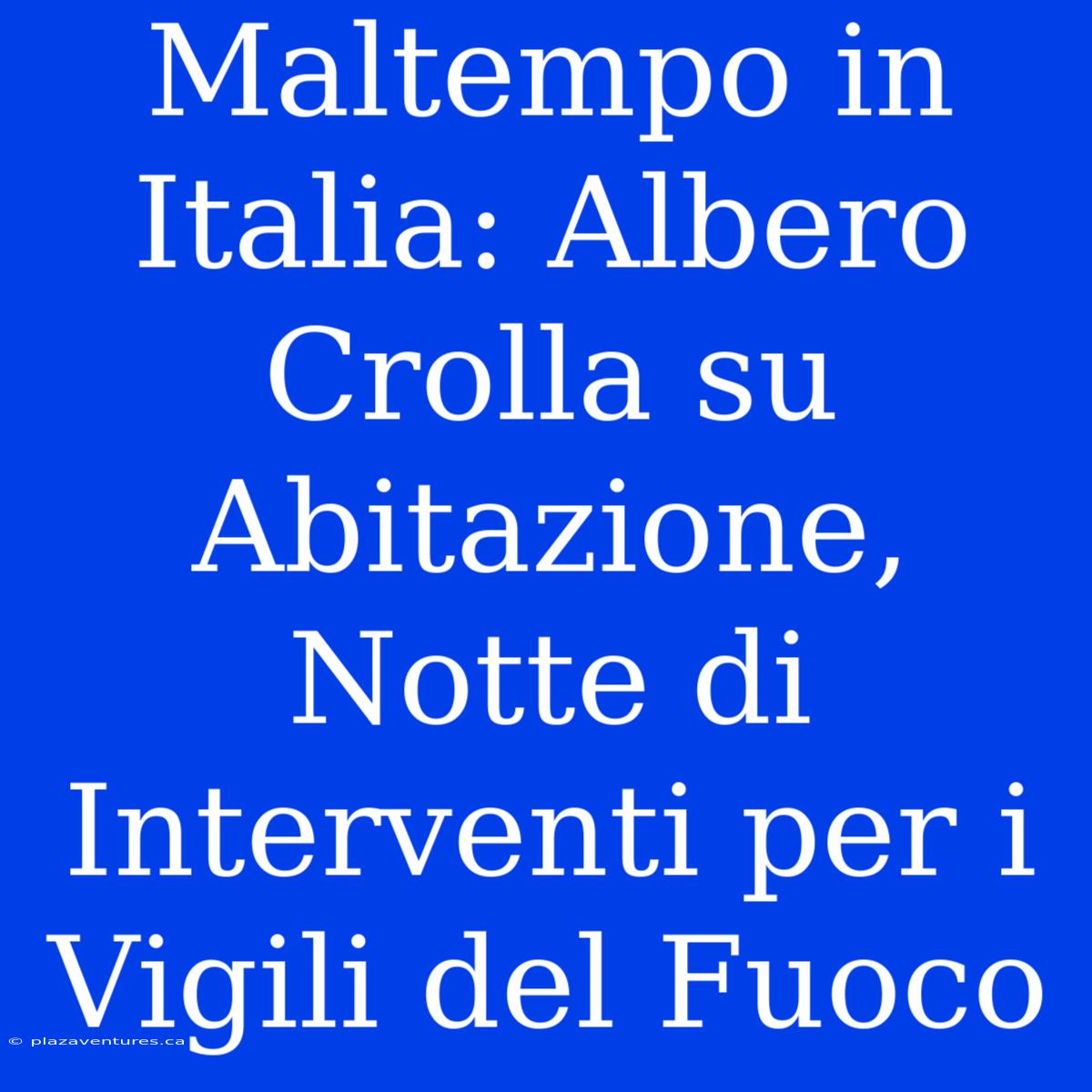 Maltempo In Italia: Albero Crolla Su Abitazione, Notte Di Interventi Per I Vigili Del Fuoco