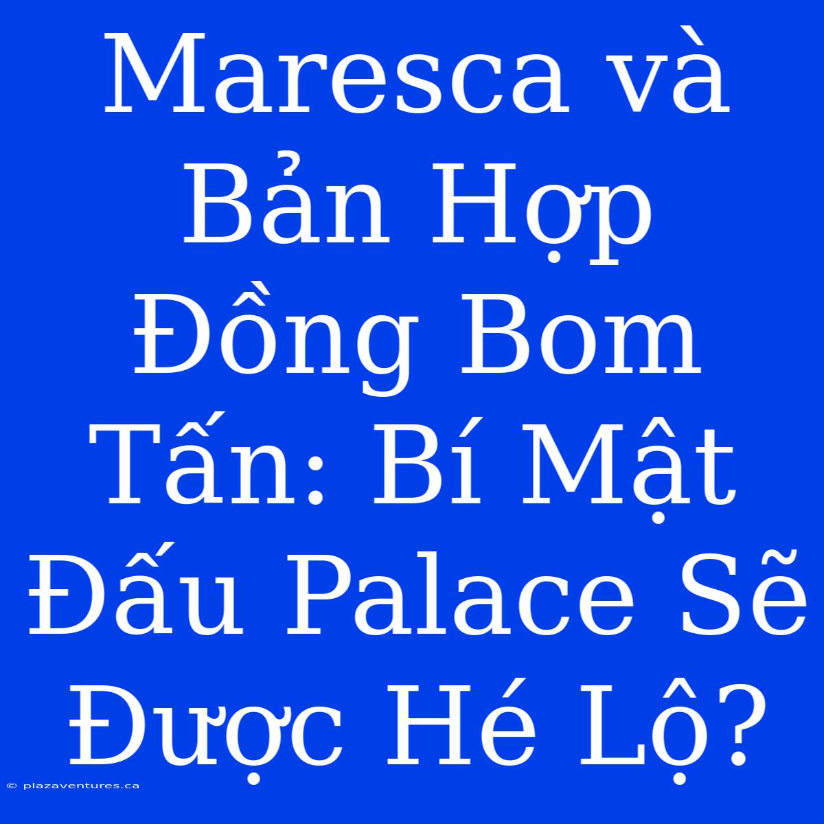 Maresca Và Bản Hợp Đồng Bom Tấn: Bí Mật Đấu Palace Sẽ Được Hé Lộ?