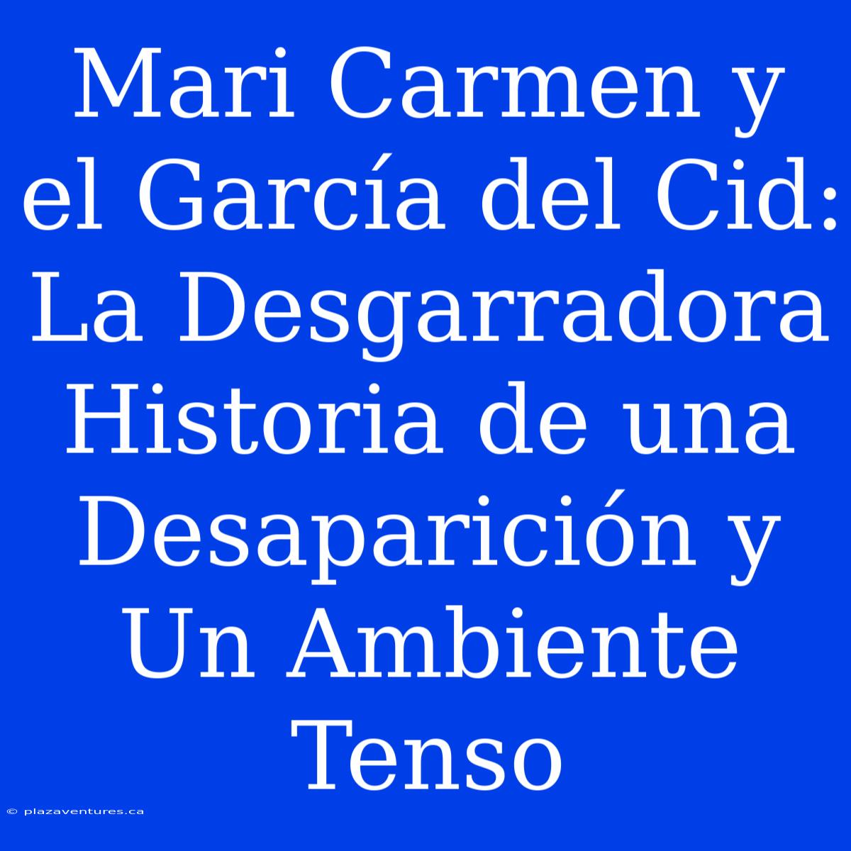 Mari Carmen Y El García Del Cid: La Desgarradora Historia De Una Desaparición Y Un Ambiente Tenso