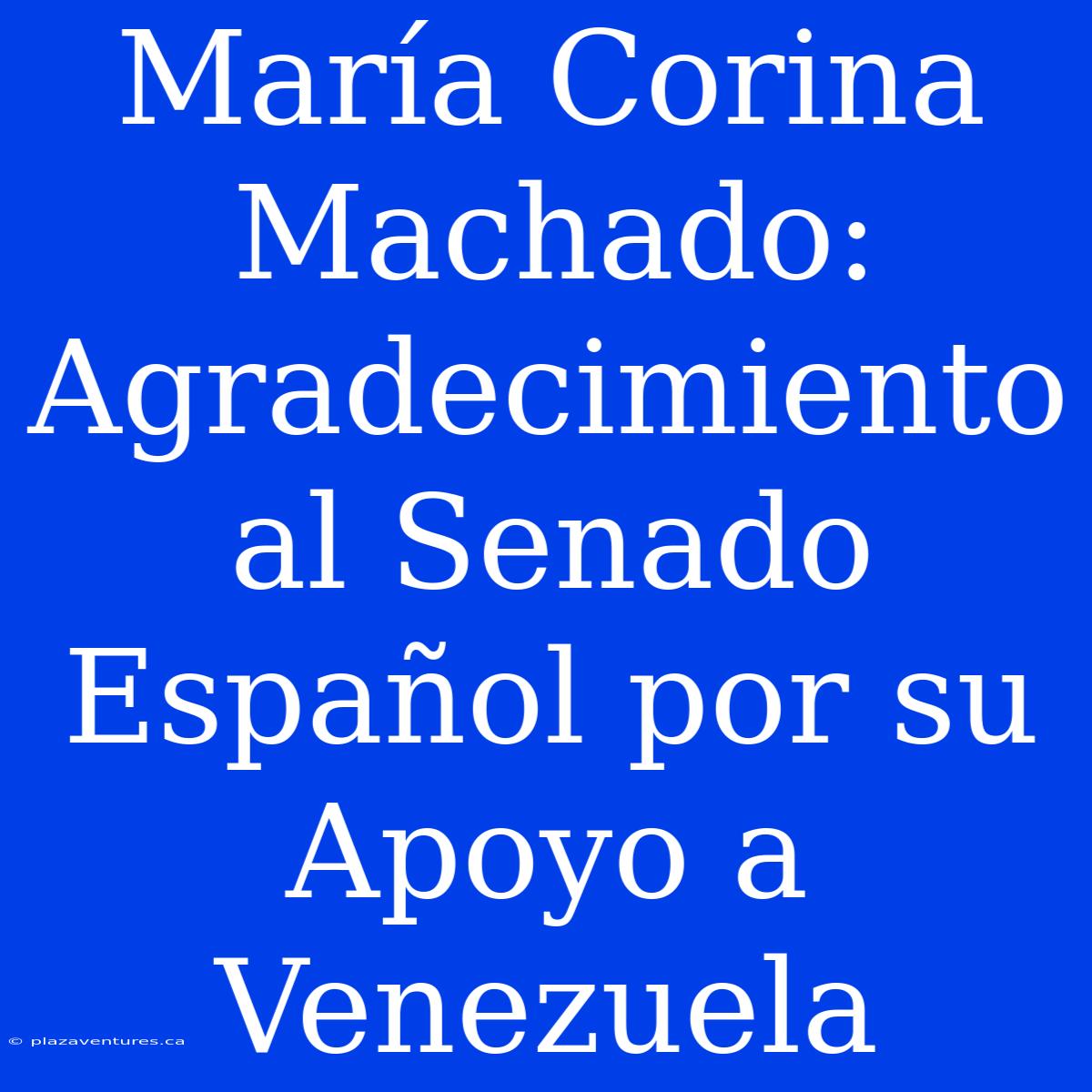 María Corina Machado: Agradecimiento Al Senado Español Por Su Apoyo A Venezuela