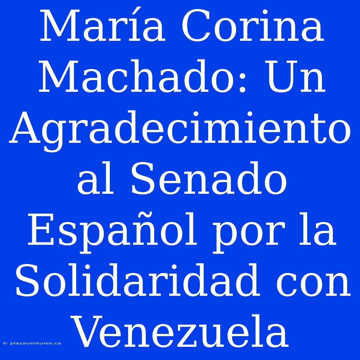 María Corina Machado: Un Agradecimiento Al Senado Español Por La Solidaridad Con Venezuela