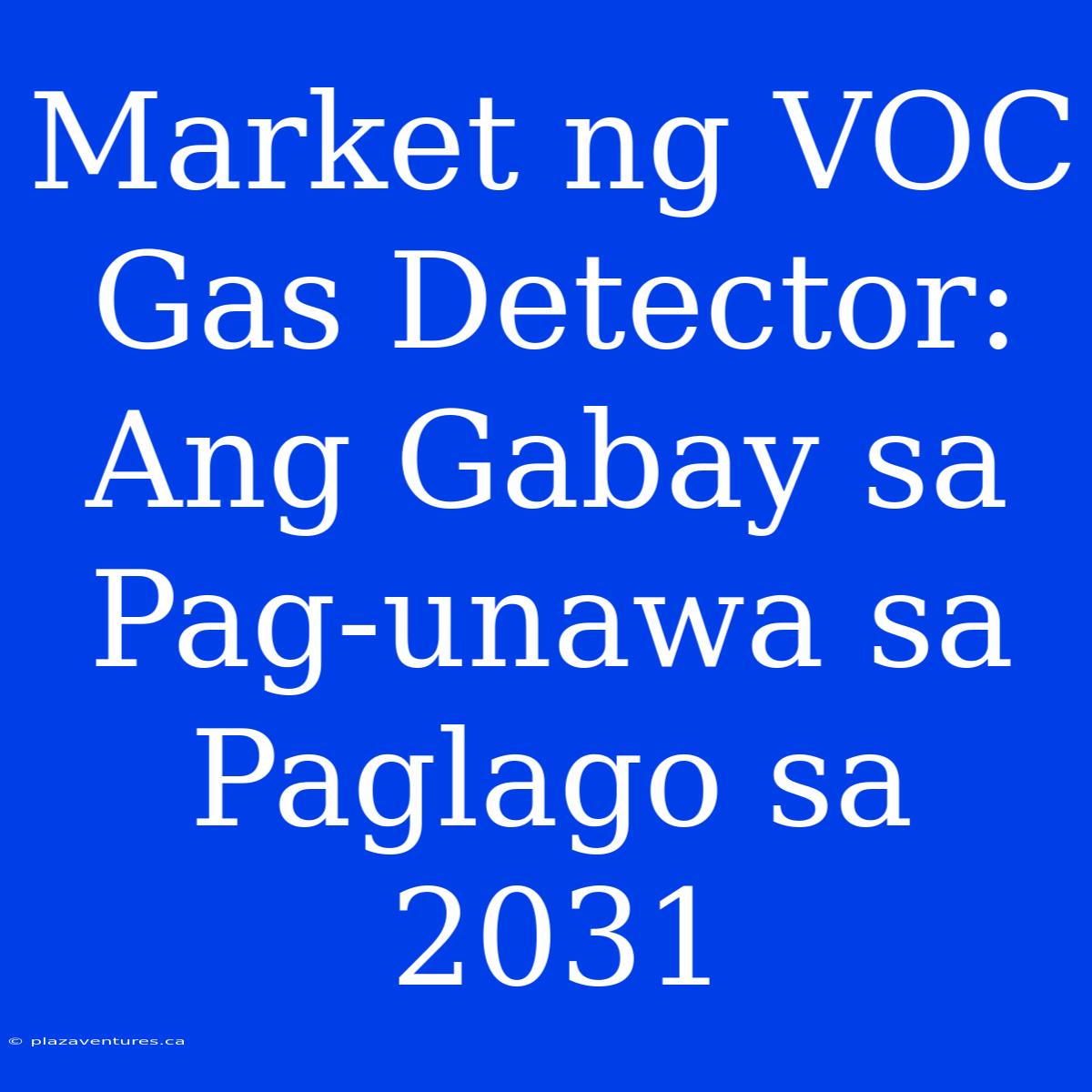 Market Ng VOC Gas Detector: Ang Gabay Sa Pag-unawa Sa Paglago Sa 2031