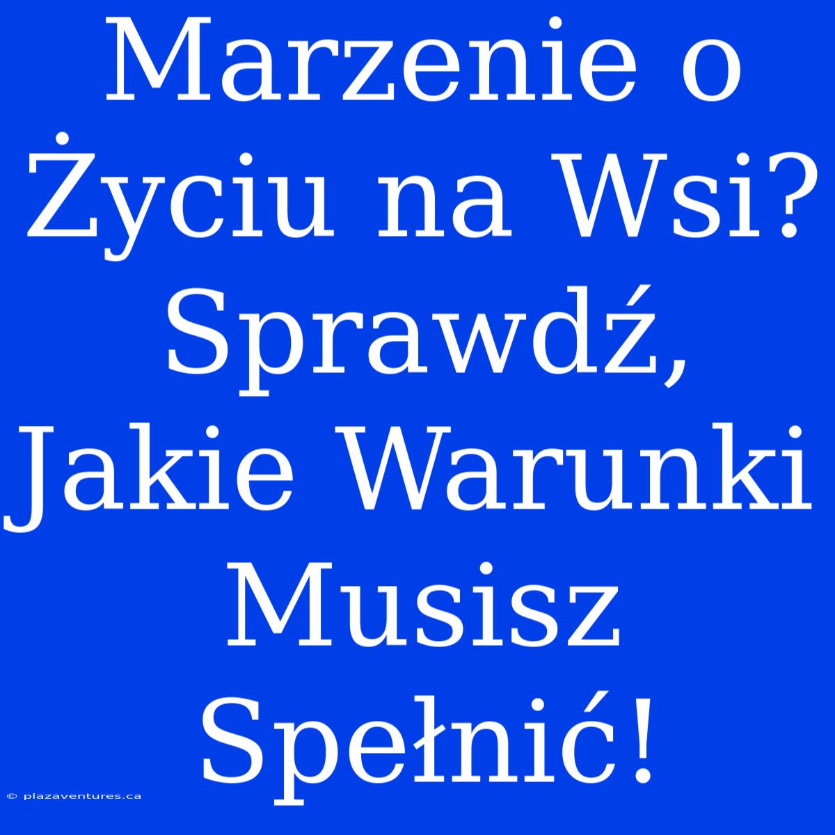 Marzenie O Życiu Na Wsi? Sprawdź, Jakie Warunki Musisz Spełnić!