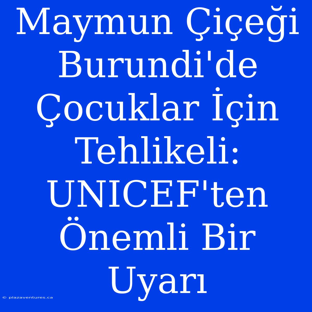 Maymun Çiçeği Burundi'de Çocuklar İçin Tehlikeli: UNICEF'ten Önemli Bir Uyarı