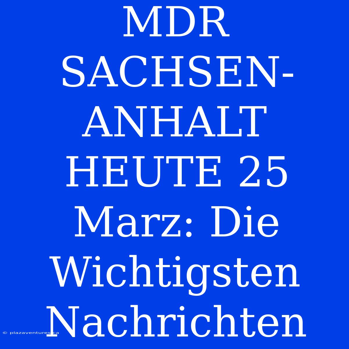 MDR SACHSEN-ANHALT HEUTE 25 Marz: Die Wichtigsten Nachrichten