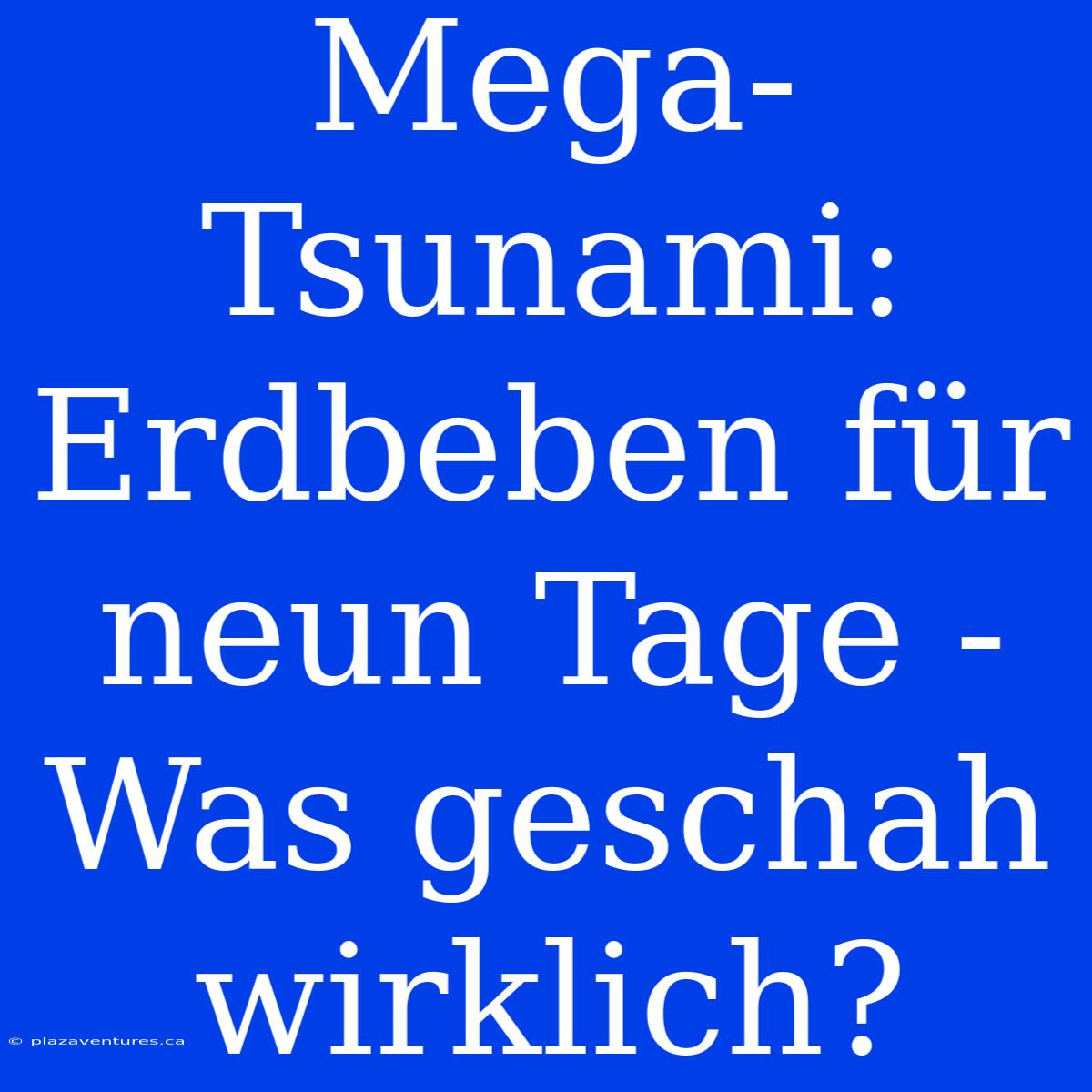 Mega-Tsunami:  Erdbeben Für Neun Tage - Was Geschah Wirklich?