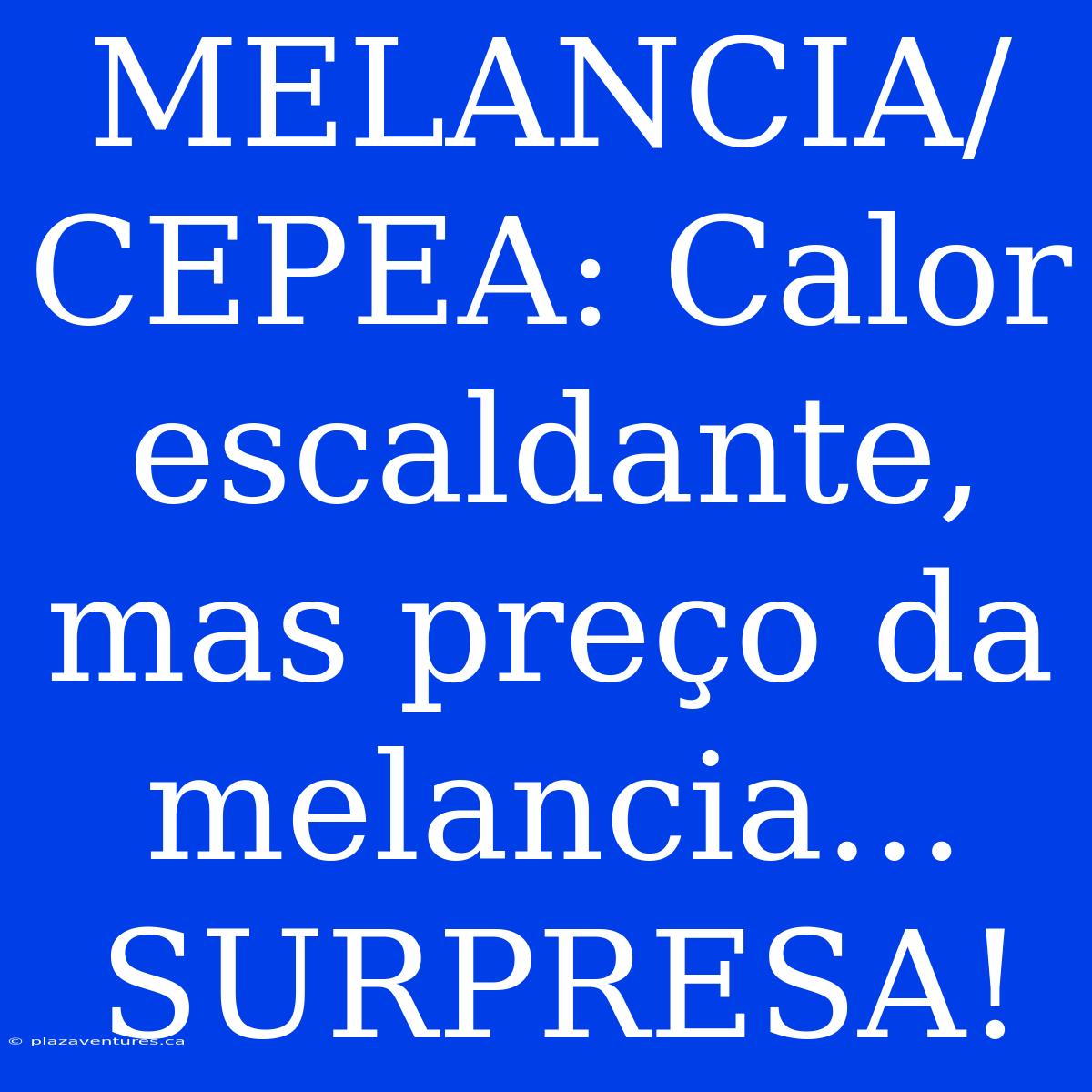 MELANCIA/CEPEA: Calor Escaldante, Mas Preço Da Melancia... SURPRESA!