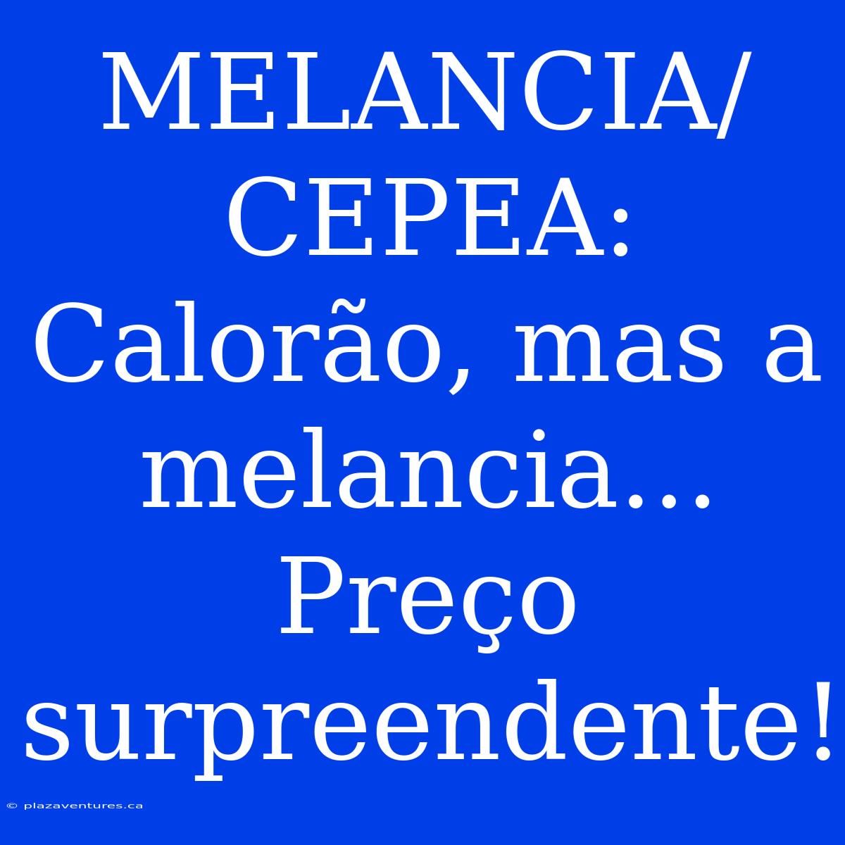 MELANCIA/CEPEA: Calorão, Mas A Melancia...  Preço Surpreendente!