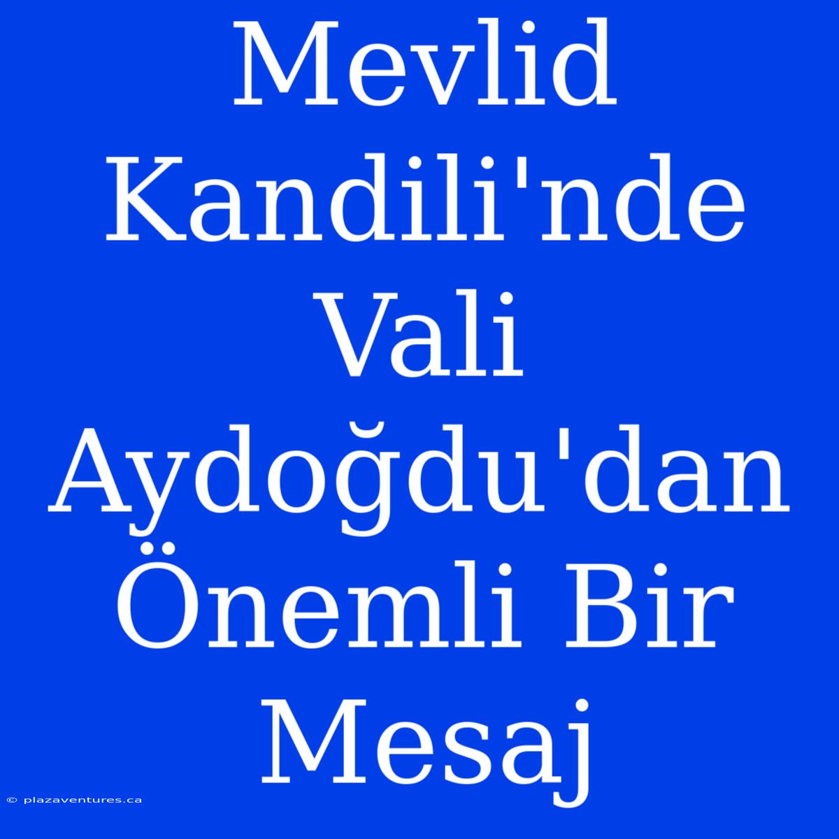 Mevlid Kandili'nde Vali Aydoğdu'dan Önemli Bir Mesaj