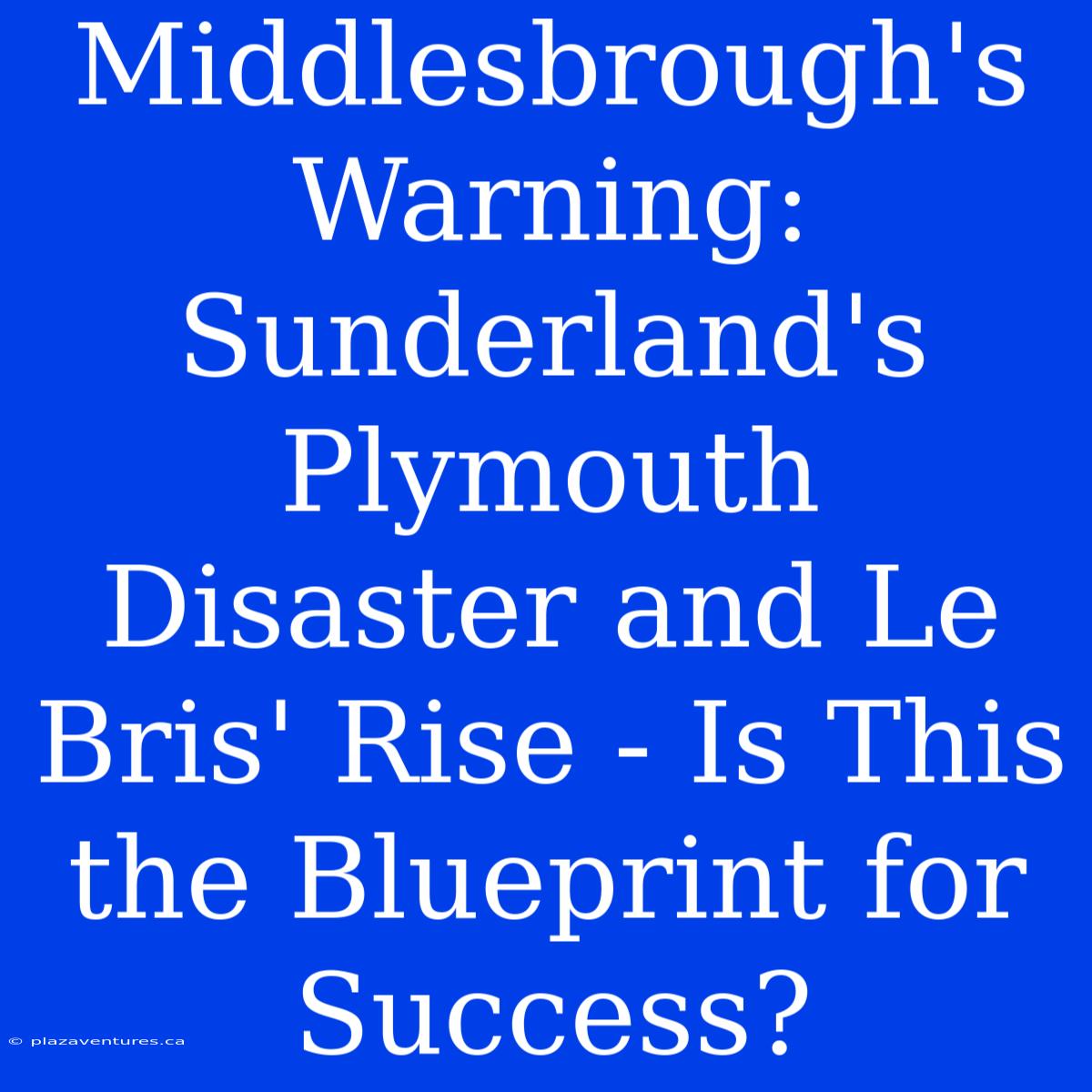 Middlesbrough's Warning: Sunderland's Plymouth Disaster And Le Bris' Rise - Is This The Blueprint For Success?