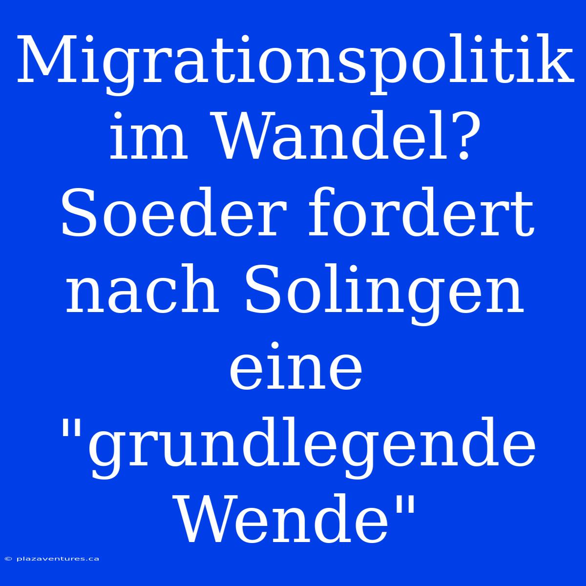 Migrationspolitik Im Wandel? Soeder Fordert Nach Solingen Eine 