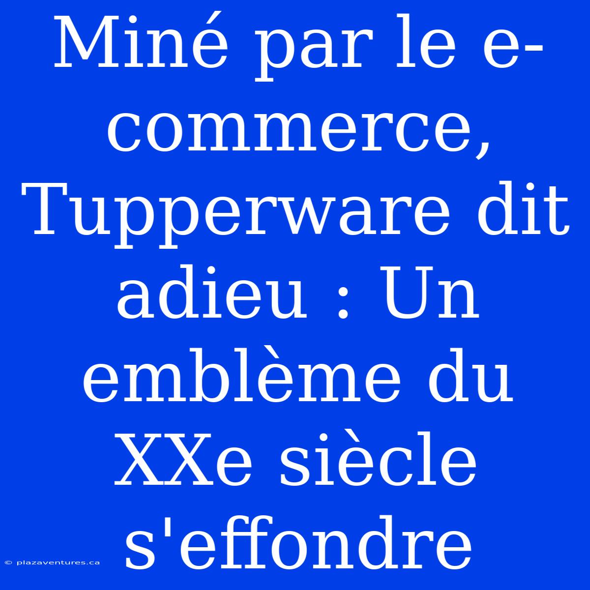 Miné Par Le E-commerce, Tupperware Dit Adieu : Un Emblème Du XXe Siècle S'effondre