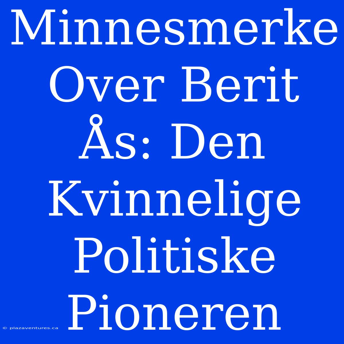 Minnesmerke Over Berit Ås: Den Kvinnelige Politiske Pioneren