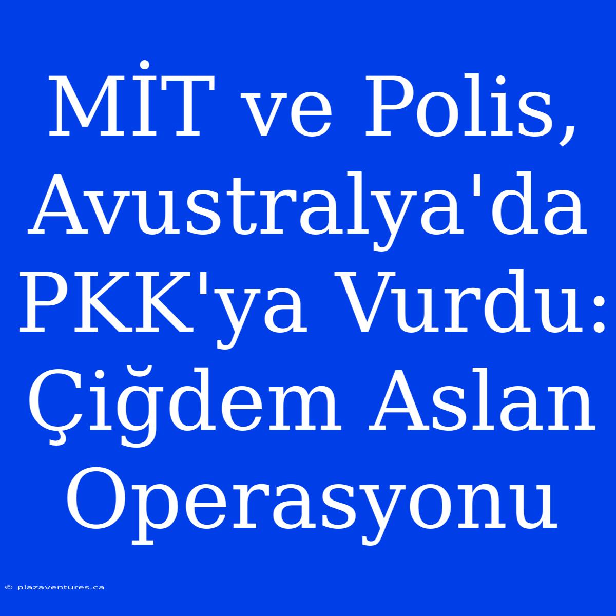 MİT Ve Polis, Avustralya'da PKK'ya Vurdu: Çiğdem Aslan Operasyonu