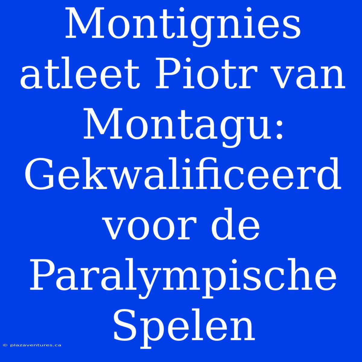 Montignies Atleet Piotr Van Montagu: Gekwalificeerd Voor De Paralympische Spelen