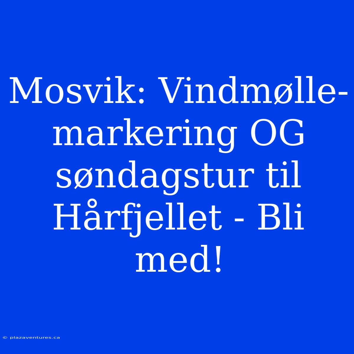 Mosvik: Vindmølle-markering OG Søndagstur Til Hårfjellet - Bli Med!