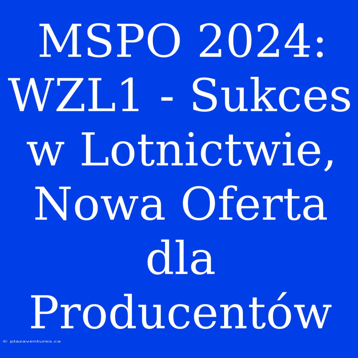 MSPO 2024: WZL1 - Sukces W Lotnictwie, Nowa Oferta Dla Producentów