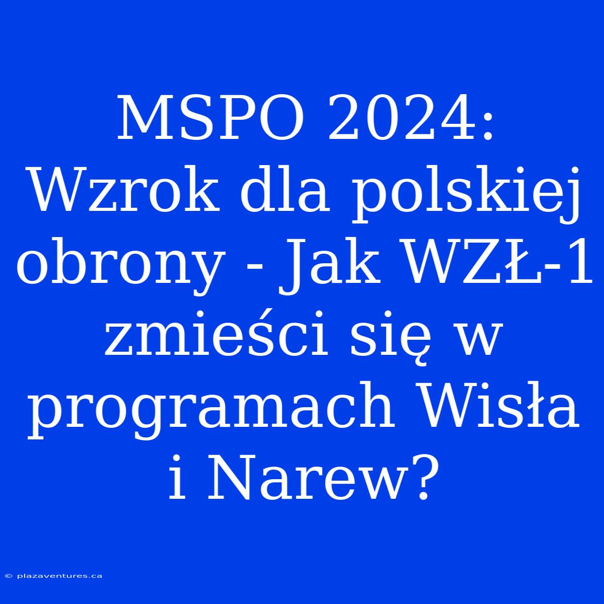 MSPO 2024: Wzrok Dla Polskiej Obrony - Jak WZŁ-1 Zmieści Się W Programach Wisła I Narew?