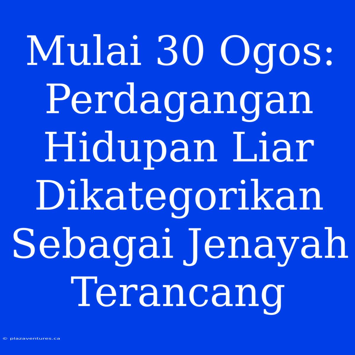 Mulai 30 Ogos: Perdagangan Hidupan Liar Dikategorikan Sebagai Jenayah Terancang