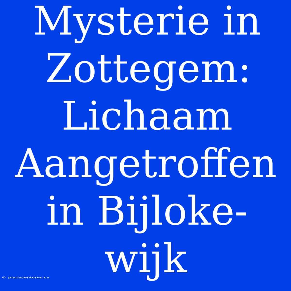 Mysterie In Zottegem: Lichaam Aangetroffen In Bijloke-wijk