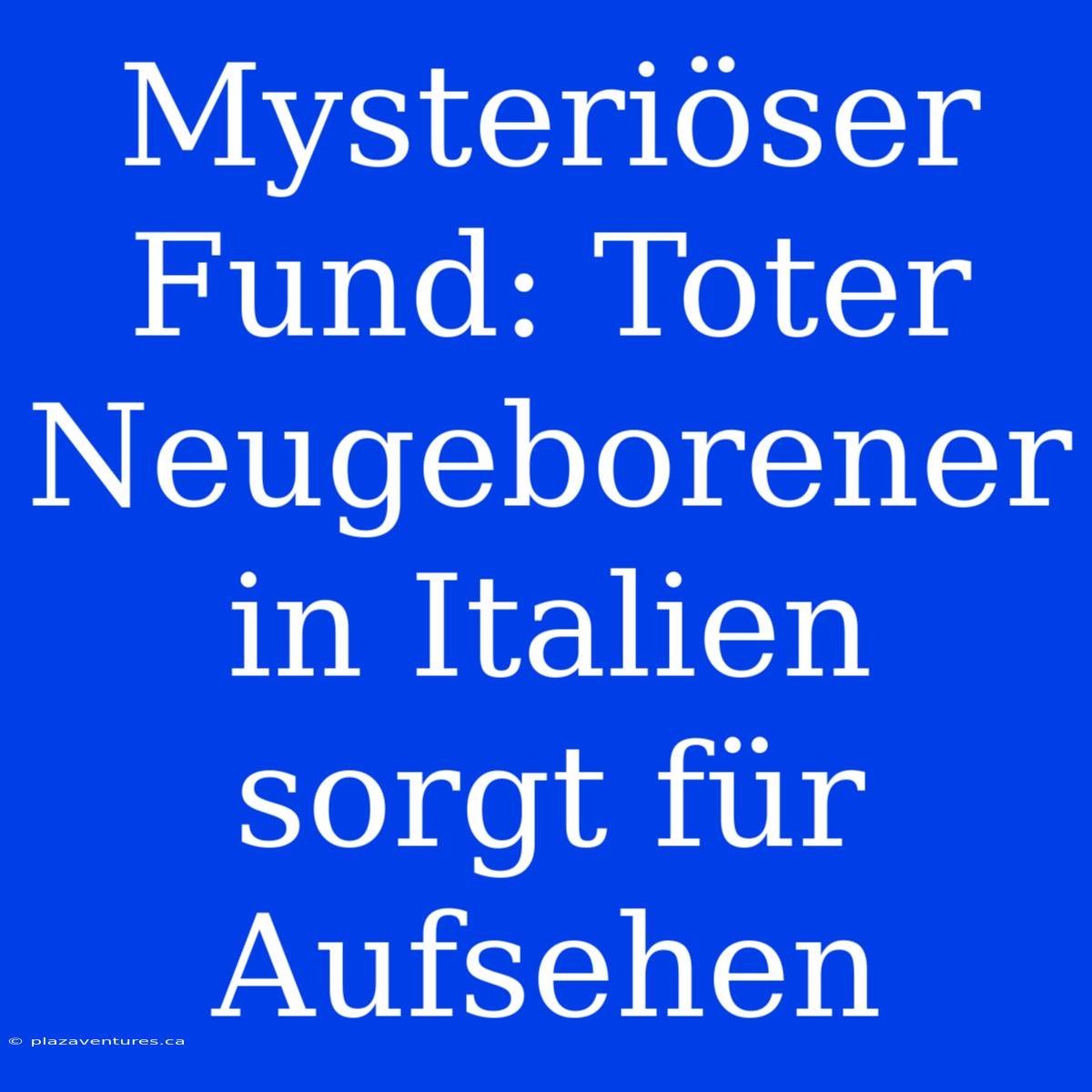 Mysteriöser Fund: Toter Neugeborener In Italien Sorgt Für Aufsehen