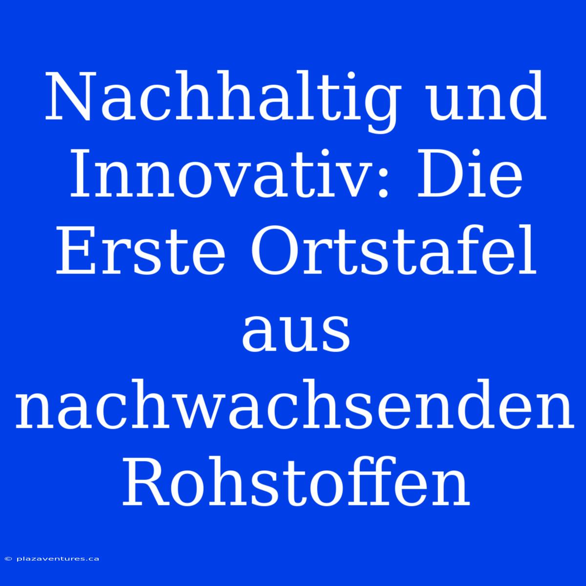 Nachhaltig Und Innovativ: Die Erste Ortstafel Aus Nachwachsenden Rohstoffen